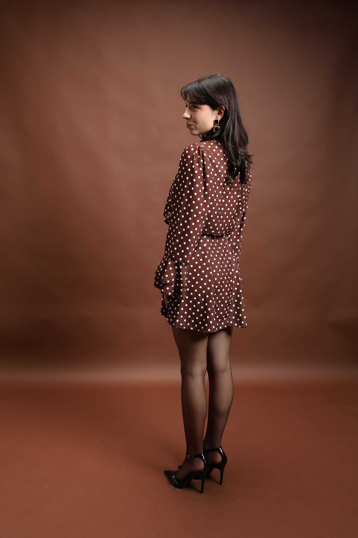 Robe à pois marron - Clara