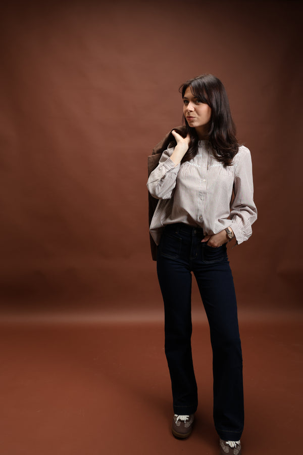 Blouse rayée taupe - Brigitte