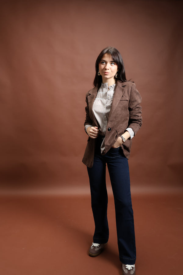Blazer suédé marron - Zoé