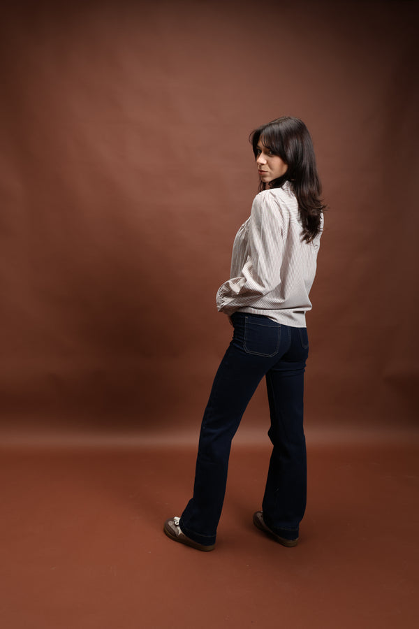 Blouse rayée taupe - Brigitte