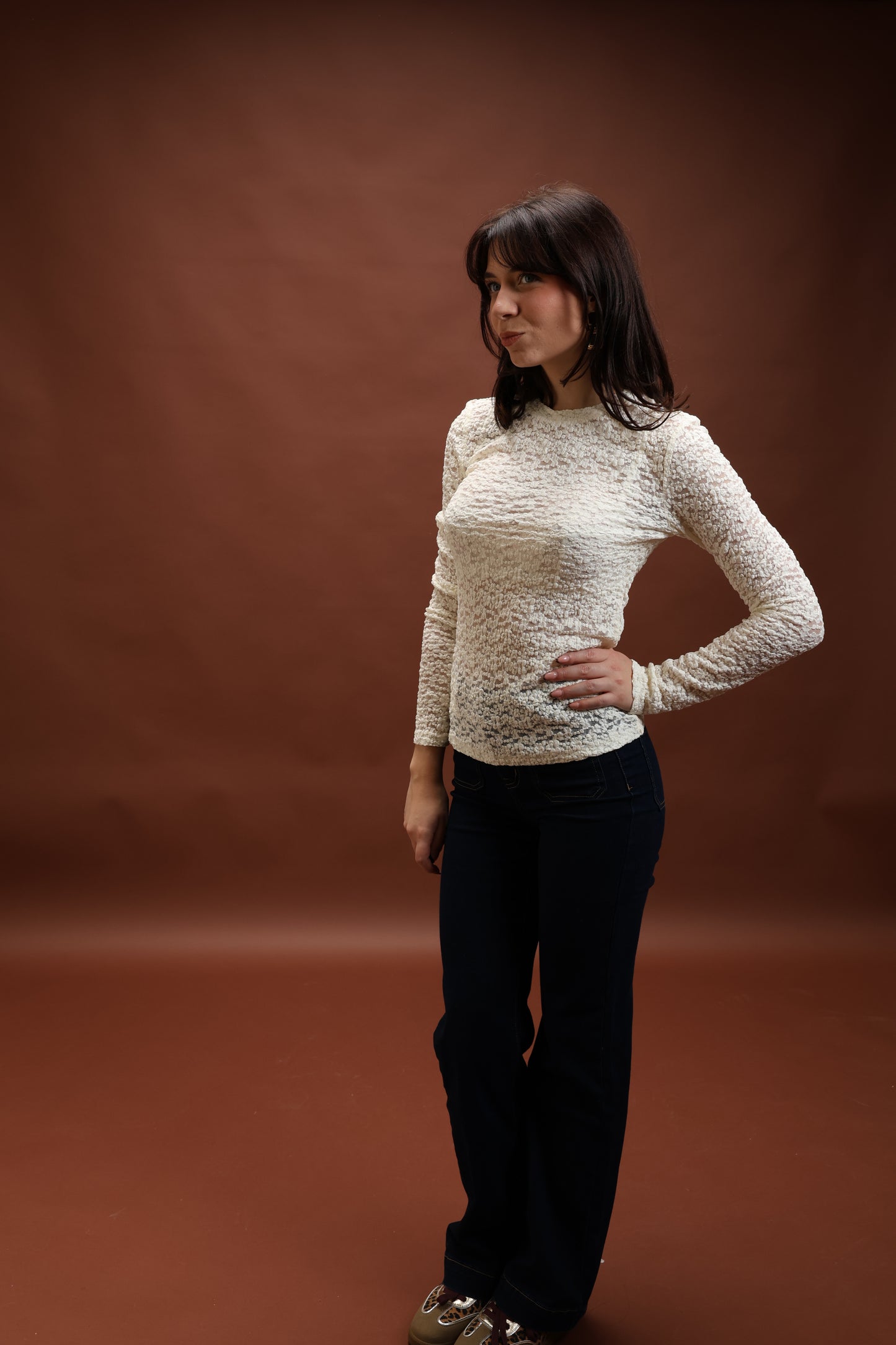 Haut en dentelle écru - Claire