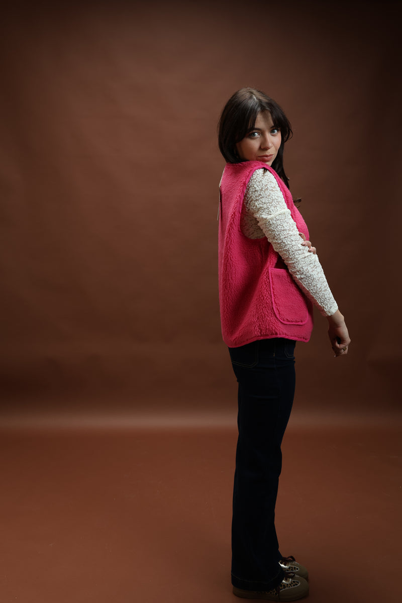 Gilet sans manche rose - Clémence