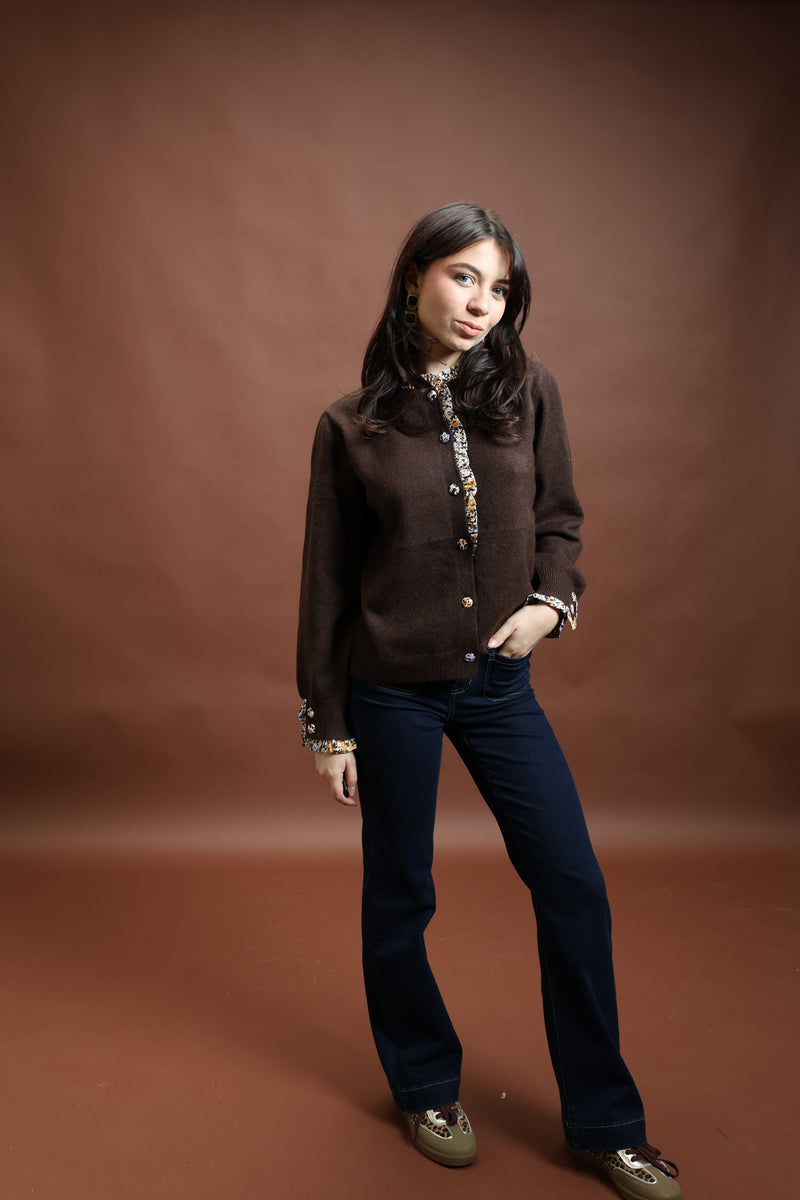 Gilet marron à bouton - Lou