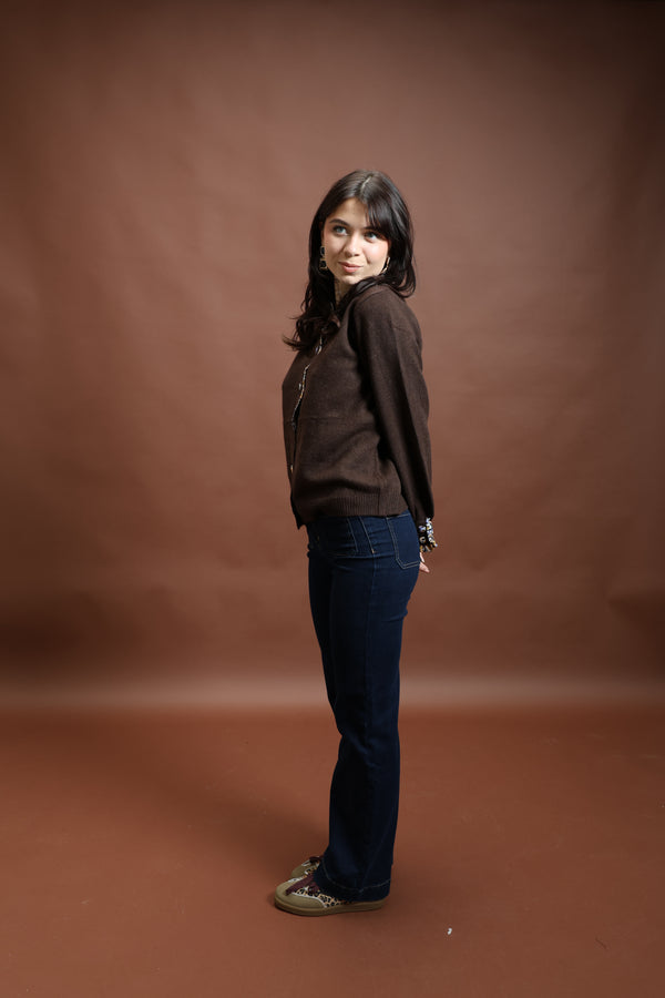 Gilet marron à bouton - Lou