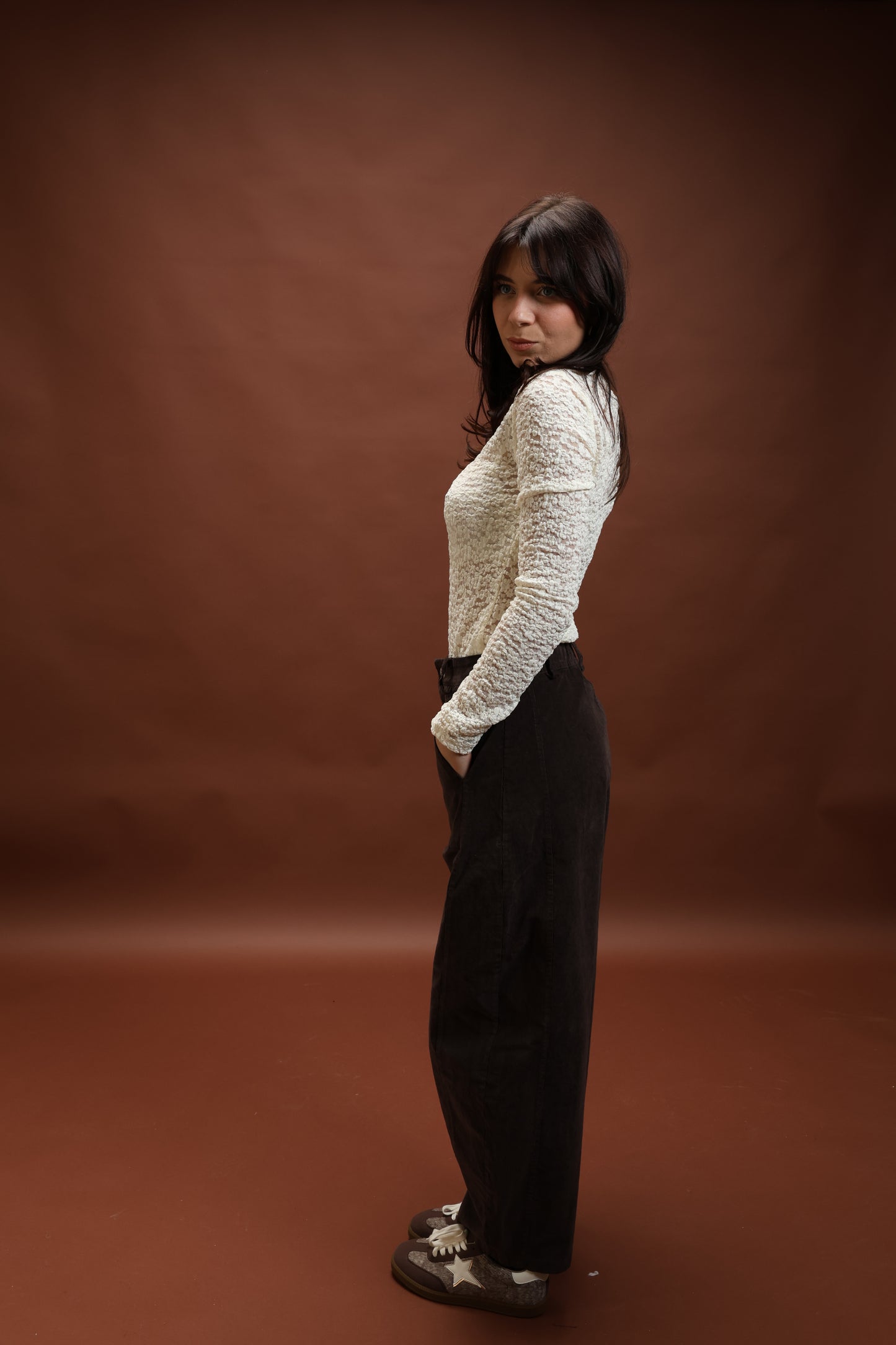 Pantalon ballon velour marron - Héléna
