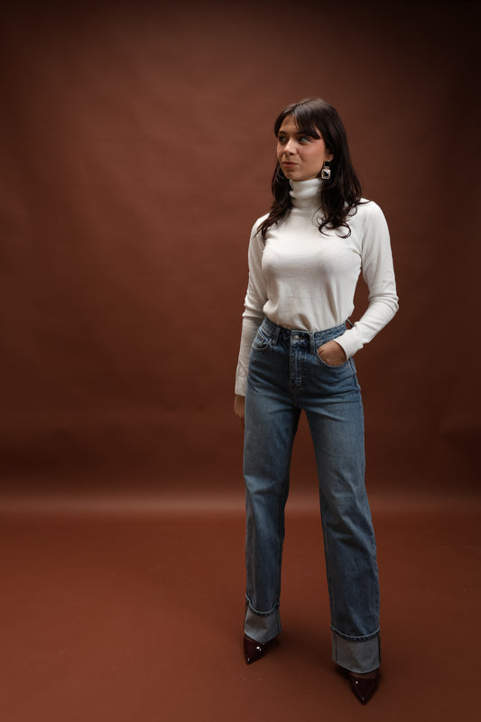 Jean bleu clair à revers - Paola