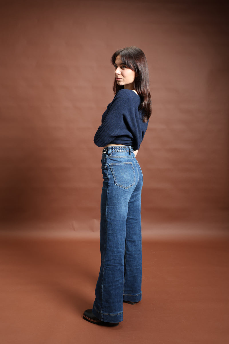 Jean droit ceinture cloutée - Thaïs