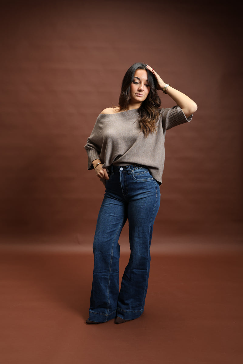 Jean droit ceinture cloutée - Thaïs