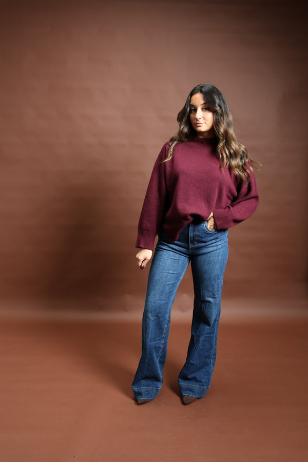 Pull en laine Bordeaux - Valentina