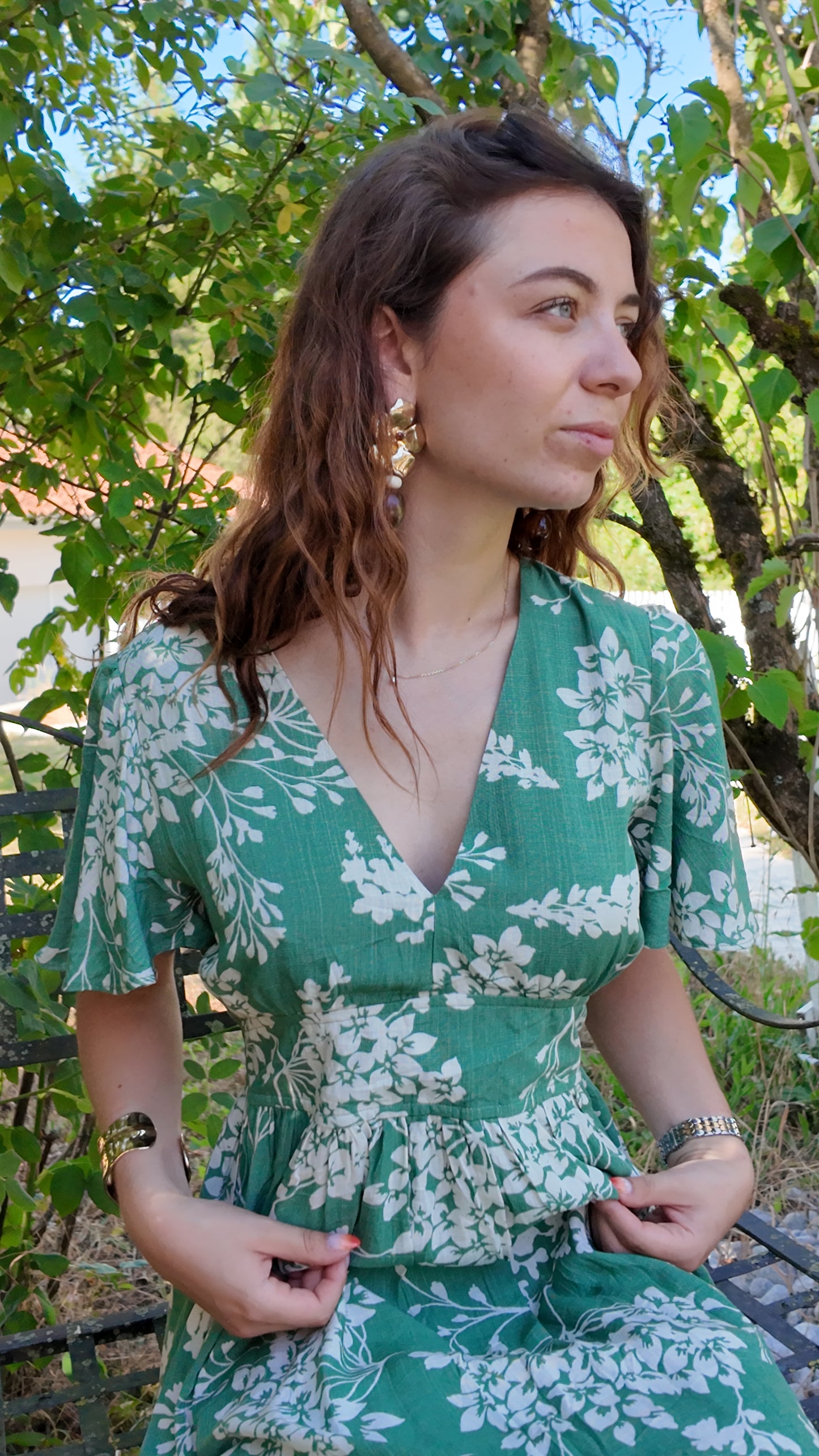 Robe Fleurie Verte – Élégante